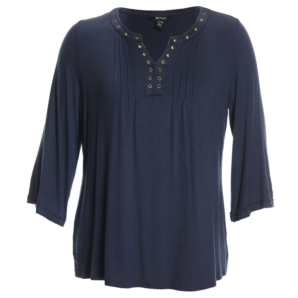 1x Blue Long Bell Sleeve Grommet Embellished Top NEW w/Tags Style & Co Plus Size